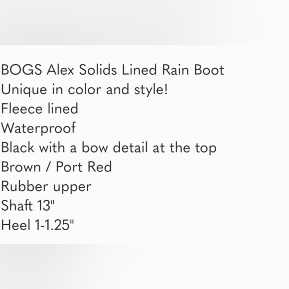BOGS Alex Solids Lined Rain Boot Women's 6 Ribbon Black Brown Port Red - Picture 11 of 11